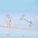 925 Sterling Silver Synthetic Spinel Earrings with Platinum Plating - 12x7mm-4