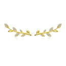925 Sterling Silver Earrings with Gold Plating and CZ - 0.9x2.5cm for Women-1