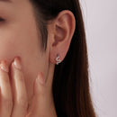 925 Sterling Silver Hoop Earrings with White Gold Plating and CZ Stones-6