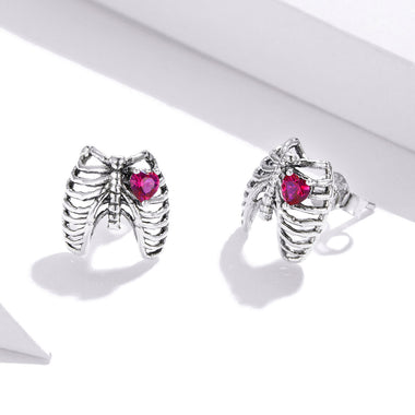 925 Sterling Silver Oxidized Pavé Setting CZ Earrings - 1x1cm for Women - 0