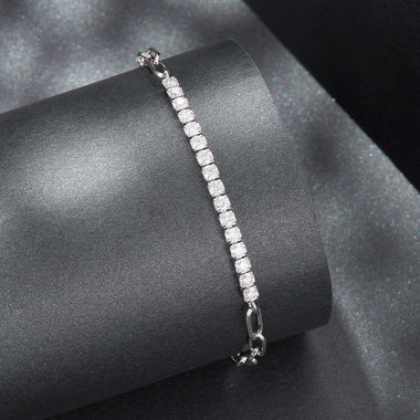925 Sterling Silver + Moissanite White Gold 21cm Bracelet for Women - 0