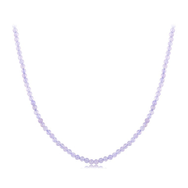 925 Sterling Silver 38+6cm Amethyst Necklace with White Gold Plating for Women