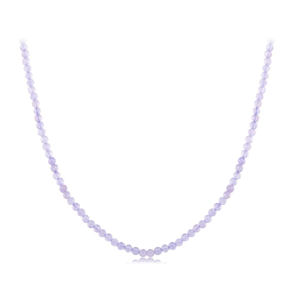 925 Sterling Silver 38+6cm Amethyst Necklace with White Gold Plating for Women