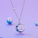 925 Sterling Silver Necklace with Pavé CZ & Transparent Glass Pendant for Women-6