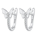 S925 Sterling Silver Small Platinum Plated Earrings with Pavé Setting CZ-1