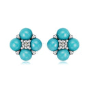 925 Sterling Silver Earrings with Synthetic Turquoise and CZ in Oxidized Finish-1