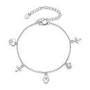 925 Sterling Silver Bracelet with Plated White Gold and Pavé Setting CZ-1