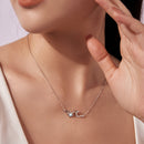 925 Sterling Silver Necklace with Sea Stone and Pavé CZ, 40+5cm, Plated White Gold for Women-6