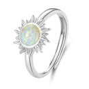 925 Sterling Silver Translucent Opal Platinum Plated Ring-1