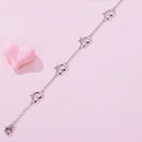 925 Sterling Silver 15+6cm 0.8cm Heart White Gold Plated Bracelet for Women-5