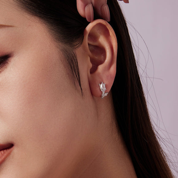 925 Sterling Silver Earrings with White Gold Plating and CZ