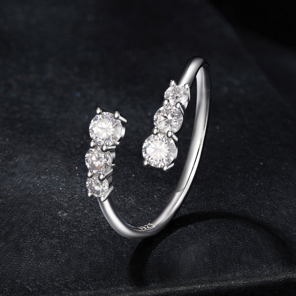 925 Sterling Silver Moissanite Ring for Women - Size E - Plated White Gold