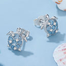 925 Sterling Silver Earrings with Enamel CZ in White Gold, 1.0x0.9cm for Women-3