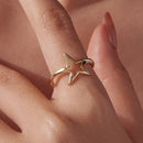 925 Sterling Silver Plated Gold 1.40cm Star Ring-6
