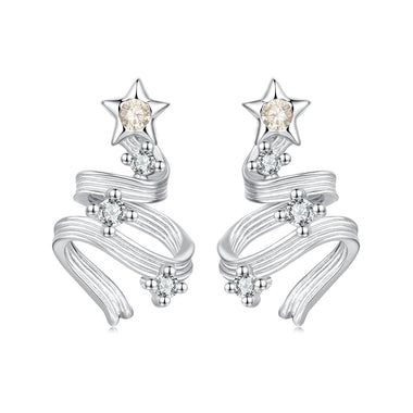 925 Sterling Silver Earrings with White Gold Plating and CZ
