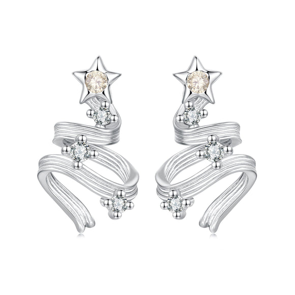 925 Sterling Silver Earrings with White Gold Plating and CZ