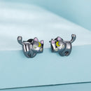 925 Sterling Silver Black Gold Plated Enamel CZ Earrings Size 10*14mm for Women-2