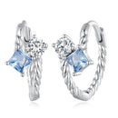 925 Sterling Silver Earrings with Spinel and CZ, 13x7mm, Plated Platinum for Women-2