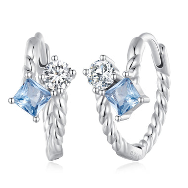 925 Sterling Silver Earrings with Spinel and CZ, 13x7mm, Plated Platinum for Women - 0