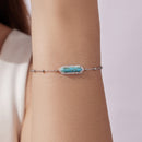 925 Sterling Silver White Gold Plated Bracelets with Synthetic Turquoise for Women-7