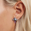 925 Sterling Silver Enamel Process Pavé Setting CZ Earrings-6