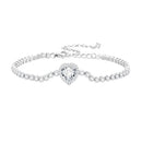 925 Sterling Silver Bracelet with CZ Zircon, 15+6.5cm, Platinum Plated for Women-1