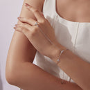 925 Sterling Silver Bracelet with Pavé Set CZ in White Gold 15+6cm-7