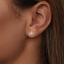 925 Sterling Silver Earrings with White Gold Plating and Pavé Setting CZ-7