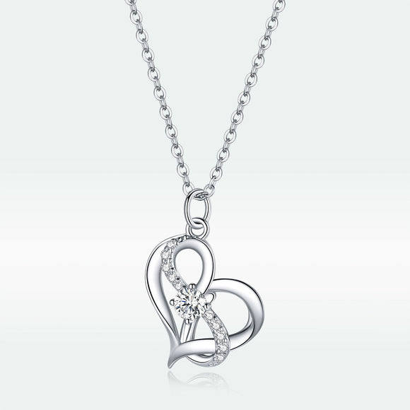 925 Sterling Silver Adjustable CZ Pendant Necklace