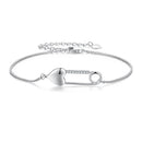 925 Sterling Silver Bracelet with CZ Pendant - 160mm Length and 8x26mm Pendant Size for Women-2