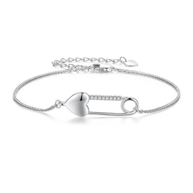 925 Sterling Silver Bracelet with CZ Pendant - 160mm Length and 8x26mm Pendant Size for Women - 0