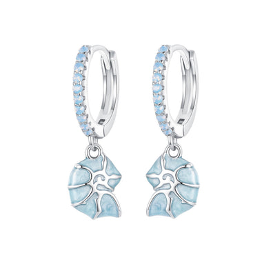 925 Sterling Silver Earrings with Nano Opal Stone and Enamel - 22x8mm - 0