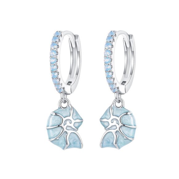 925 Sterling Silver Earrings with Nano Opal Stone and Enamel - 22x8mm