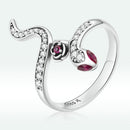 925 Sterling Silver Oxidized Snake Ring with Pavé Setting CZ for Women - Size 7.0-2