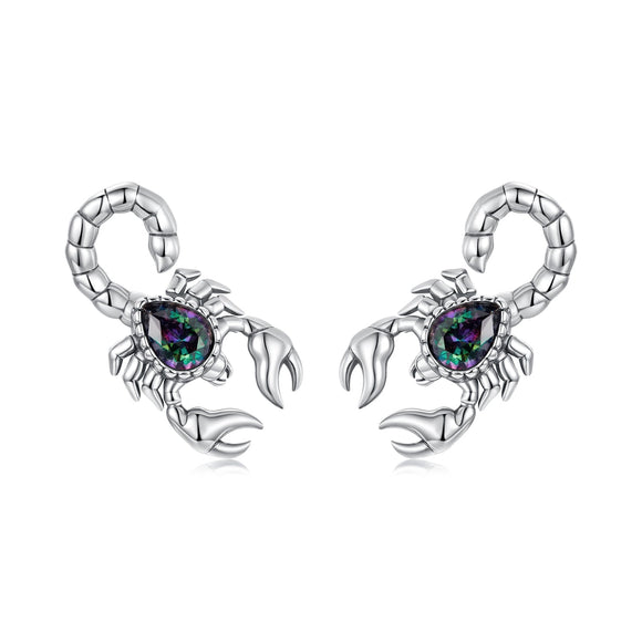 925 Sterling Silver Earrings with Pavé Setting CZ, Oxidized Silver, Size 0.8*1.5cm for Women