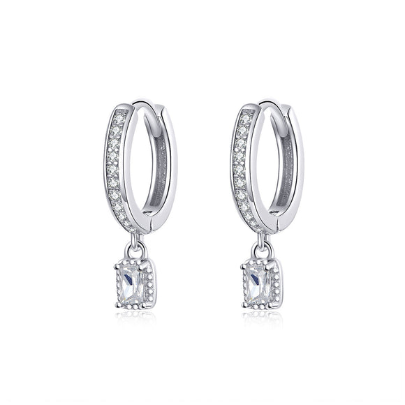 925 Sterling Silver 1.7cm Pavé Setting CZ Earrings