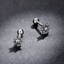 925 Sterling Silver Earrings with Pavé Setting and Oxidized Finish-6