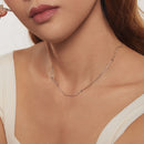925 Sterling Silver Necklace with White Gold Plating, Length 40+5cm, Chain Thickness 0.08cm, for Women-7