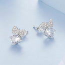 925 Sterling Silver Earrings with CZ and White Gold Plating for Women-4