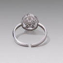925 Sterling Silver Pavé Setting CZ White Gold Plated Ring with Transparent Glass for Women-4