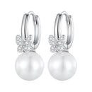 925 Sterling Silver Earrings with Plated Platinum and Shell Pearl for Women-1