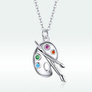 925 Sterling Silver Adjustable Pendant Necklace with CZ in Platinum Finish-4