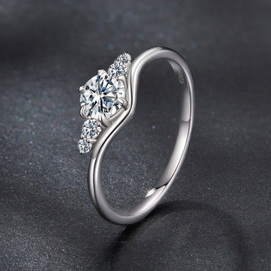 925 Sterling Silver Moissanite 0.15ct Ring Size 7 for Women - 0