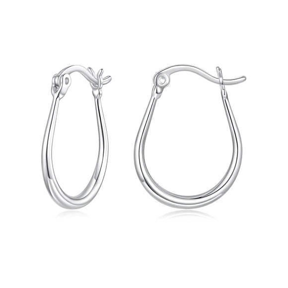 925 Sterling Silver Earrings for Women - 2.9x0.2cm, Plated White Gold, Style L