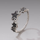 925 Sterling Silver Oxidized Rings with Pavé Setting CZ, Size 6.0 for Women-4