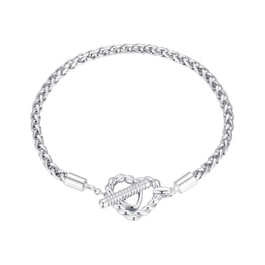 925 Sterling Silver 3.0mm Plated Platinum Bracelet Size 17.0 for Women