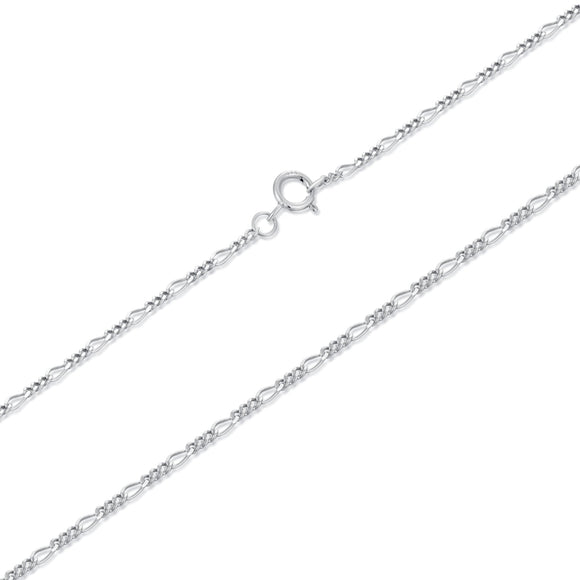 925 Sterling Silver 40cm Necklace with Plated White Gold