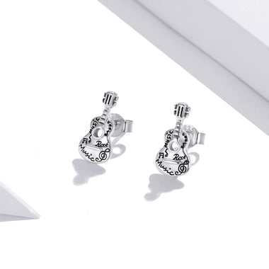 925 Sterling Silver & Oxidized Silver Earrings for Women - 1.3*0.6cm - 0