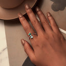 925 Sterling Silver White Gold Plated Opal Enamel Ring-5