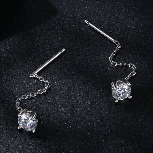 925 Sterling Silver 4.0 Carat Moissanite Earrings for Women